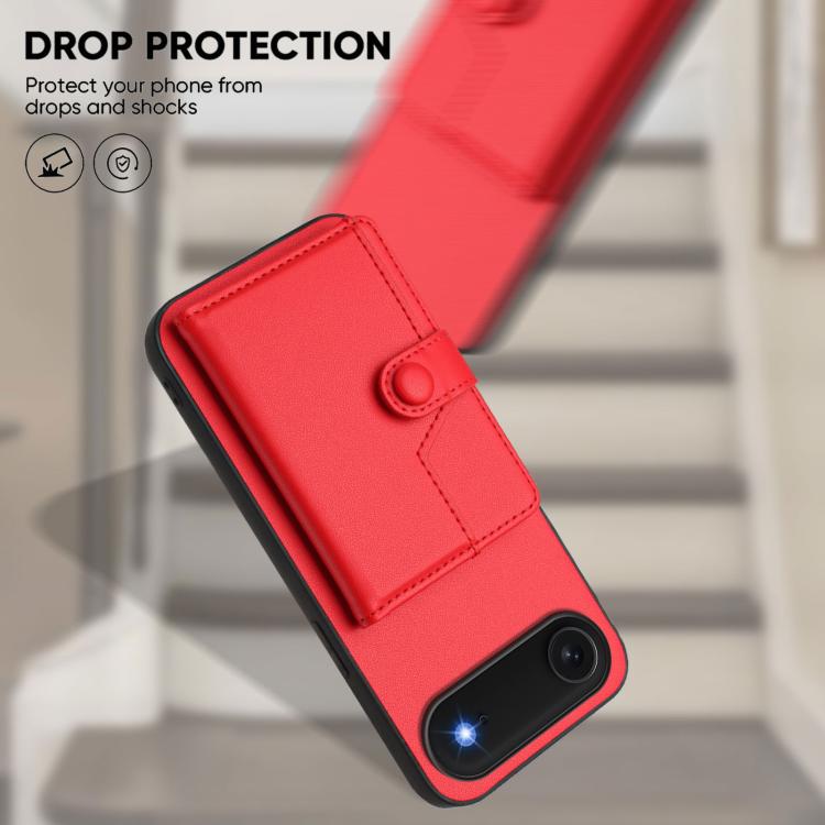 For iPhone Air Button Card Bag RFID Anti-theft Phone Case(Red) - iPhone Air Cases by buy2fix | Online Shopping UK | buy2fix