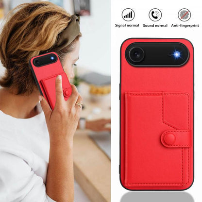 For iPhone Air Button Card Bag RFID Anti-theft Phone Case(Red) - iPhone Air Cases by buy2fix | Online Shopping UK | buy2fix
