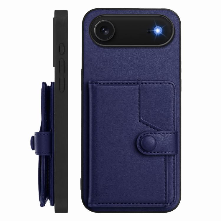 For iPhone Air Button Card Bag RFID Anti-theft Phone Case(Blue) - iPhone Air Cases by buy2fix | Online Shopping UK | buy2fix