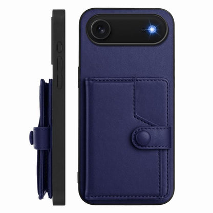 For iPhone Air Button Card Bag RFID Anti-theft Phone Case(Blue) - iPhone Air Cases by buy2fix | Online Shopping UK | buy2fix