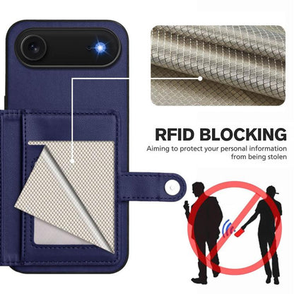 For iPhone Air Button Card Bag RFID Anti-theft Phone Case(Blue) - iPhone Air Cases by buy2fix | Online Shopping UK | buy2fix