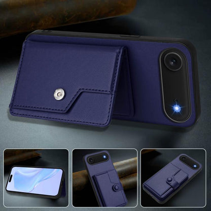 For iPhone Air Button Card Bag RFID Anti-theft Phone Case(Blue) - iPhone Air Cases by buy2fix | Online Shopping UK | buy2fix