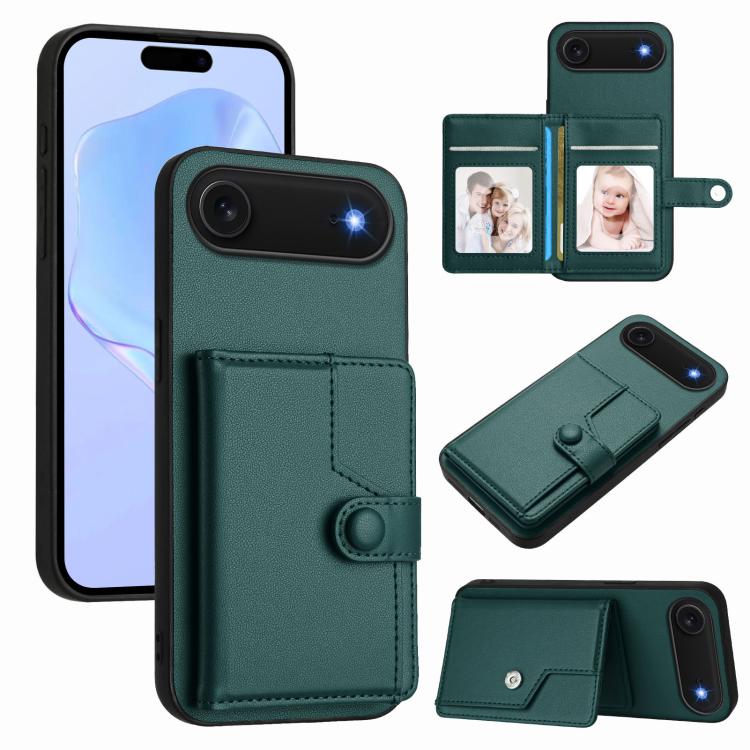 For iPhone Air Button Card Bag RFID Anti-theft Phone Case(Green) - iPhone Air Cases by buy2fix | Online Shopping UK | buy2fix