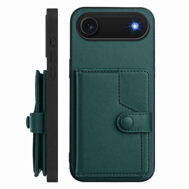 For iPhone Air Button Card Bag RFID Anti-theft Phone Case(Green) - iPhone Air Cases by buy2fix | Online Shopping UK | buy2fix