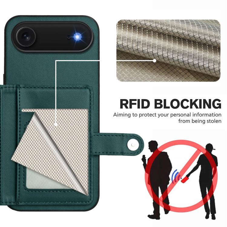 For iPhone Air Button Card Bag RFID Anti-theft Phone Case(Green) - iPhone Air Cases by buy2fix | Online Shopping UK | buy2fix