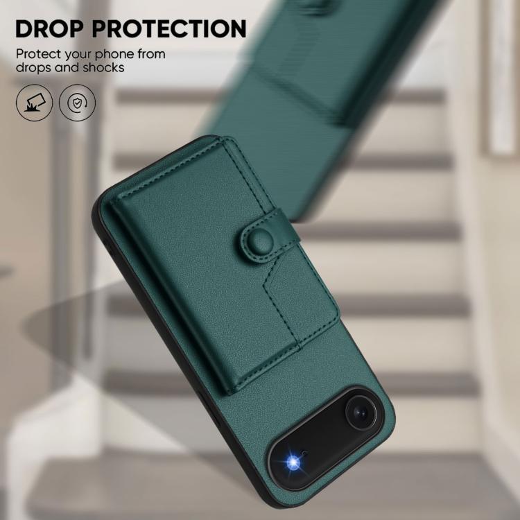 For iPhone Air Button Card Bag RFID Anti-theft Phone Case(Green) - iPhone Air Cases by buy2fix | Online Shopping UK | buy2fix