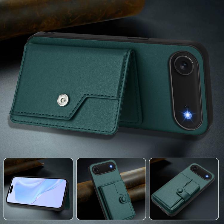 For iPhone Air Button Card Bag RFID Anti-theft Phone Case(Green) - iPhone Air Cases by buy2fix | Online Shopping UK | buy2fix