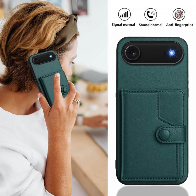 For iPhone Air Button Card Bag RFID Anti-theft Phone Case(Green) - iPhone Air Cases by buy2fix | Online Shopping UK | buy2fix