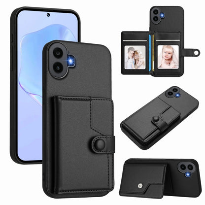 For Nothing CMF Phone 1 Button Card Bag RFID Anti-theft Phone Case(Black) - Nothing Cases by buy2fix | Online Shopping UK | buy2fix