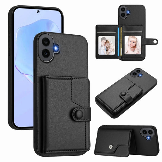For Nothing CMF Phone 1 Button Card Bag RFID Anti-theft Phone Case(Black) - Nothing Cases by buy2fix | Online Shopping UK | buy2fix