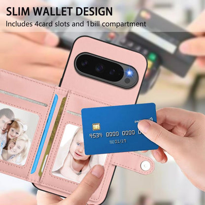 For Google Pixel 10 Pro XL Button Card Bag RFID Anti-theft Phone Case(Pink) - Google Cases by buy2fix | Online Shopping UK | buy2fix