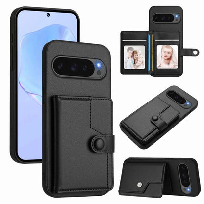 For Google Pixel 10 Pro XL Button Card Bag RFID Anti-theft Phone Case(Black) - Google Cases by buy2fix | Online Shopping UK | buy2fix