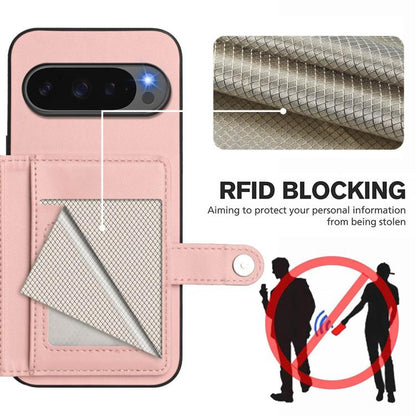 For Google Pixel 10 / 10 Pro Button Card Bag RFID Anti-theft Phone Case(Pink) - Google Cases by buy2fix | Online Shopping UK | buy2fix