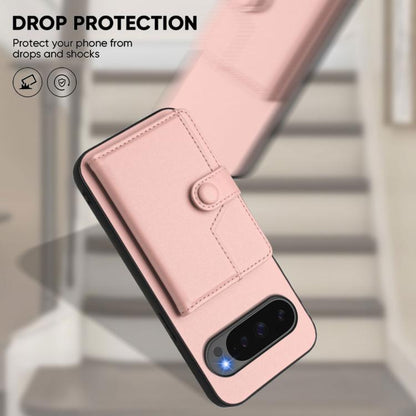 For Google Pixel 10 / 10 Pro Button Card Bag RFID Anti-theft Phone Case(Pink) - Google Cases by buy2fix | Online Shopping UK | buy2fix