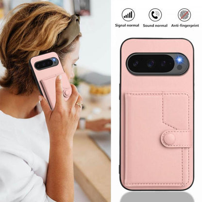 For Google Pixel 10 / 10 Pro Button Card Bag RFID Anti-theft Phone Case(Pink) - Google Cases by buy2fix | Online Shopping UK | buy2fix