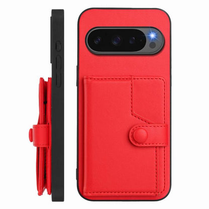 For Google Pixel 10 / 10 Pro Button Card Bag RFID Anti-theft Phone Case(Red) - Google Cases by buy2fix | Online Shopping UK | buy2fix