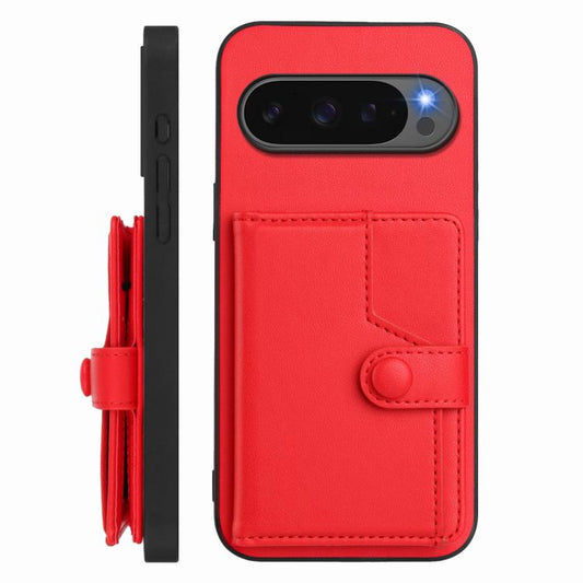 For Google Pixel 10 / 10 Pro Button Card Bag RFID Anti-theft Phone Case(Red) - Google Cases by buy2fix | Online Shopping UK | buy2fix