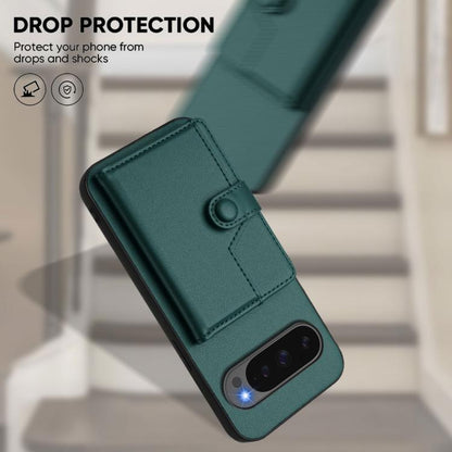 For Google Pixel 10 / 10 Pro Button Card Bag RFID Anti-theft Phone Case(Green) - Google Cases by buy2fix | Online Shopping UK | buy2fix
