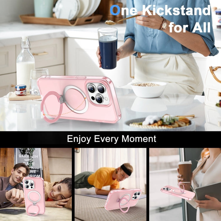 For iPhone 15 Pro Frosted Skin Feel MagSafe Holder 360 Full Body Phone Case(Pink) - iPhone 15 Pro Cases by buy2fix | Online Shopping UK | buy2fix