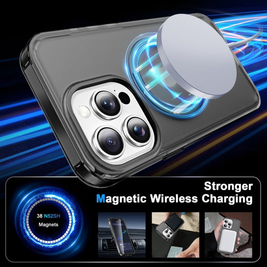 For iPhone 15 Pro Frosted Skin Feel MagSafe Holder 360 Full Body Phone Case(Black) - iPhone 15 Pro Cases by buy2fix | Online Shopping UK | buy2fix