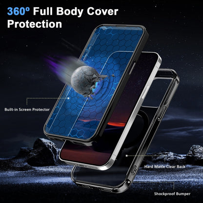 For iPhone 15 Pro Frosted Skin Feel MagSafe Holder 360 Full Body Phone Case(Black) - iPhone 15 Pro Cases by buy2fix | Online Shopping UK | buy2fix
