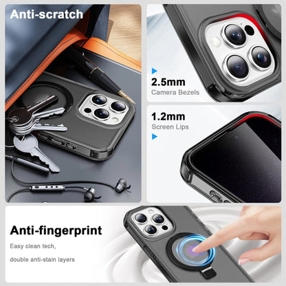 For iPhone 15 Pro Frosted Skin Feel MagSafe Holder 360 Full Body Phone Case(Black) - iPhone 15 Pro Cases by buy2fix | Online Shopping UK | buy2fix