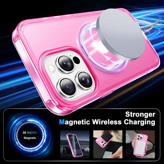 For iPhone 15 Pro Frosted Skin Feel MagSafe Holder 360 Full Body Phone Case(Rose Red) - iPhone 15 Pro Cases by buy2fix | Online Shopping UK | buy2fix