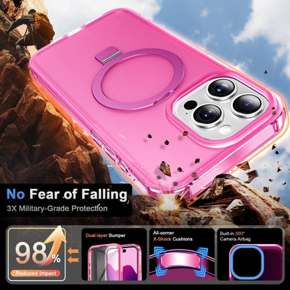 For iPhone 15 Pro Frosted Skin Feel MagSafe Holder 360 Full Body Phone Case(Rose Red) - iPhone 15 Pro Cases by buy2fix | Online Shopping UK | buy2fix