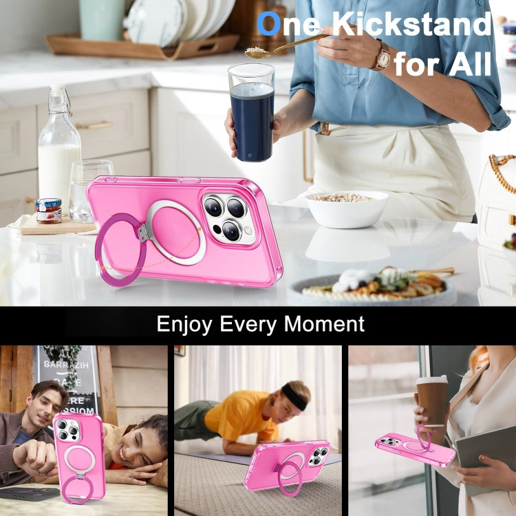 For iPhone 15 Pro Frosted Skin Feel MagSafe Holder 360 Full Body Phone Case(Rose Red) - iPhone 15 Pro Cases by buy2fix | Online Shopping UK | buy2fix