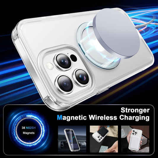 For iPhone 15 Pro Frosted Skin Feel MagSafe Holder 360 Full Body Phone Case(Transparent) - iPhone 15 Pro Cases by buy2fix | Online Shopping UK | buy2fix
