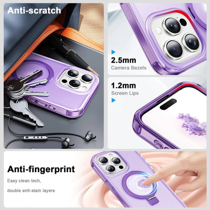 For iPhone 15 Pro Frosted Skin Feel MagSafe Holder 360 Full Body Phone Case(Purple) - iPhone 15 Pro Cases by buy2fix | Online Shopping UK | buy2fix