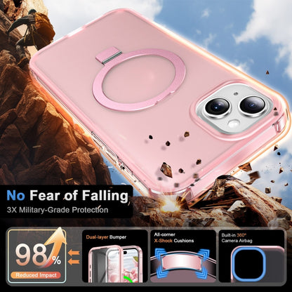 For iPhone 15 Frosted Skin Feel MagSafe Holder 360 Full Body Phone Case(Pink) - iPhone 15 Cases by buy2fix | Online Shopping UK | buy2fix
