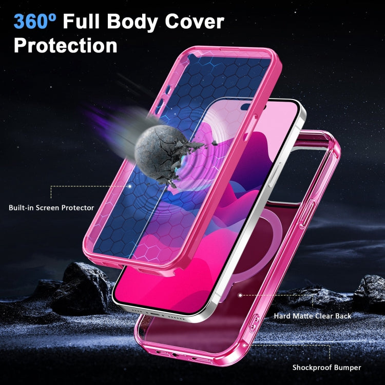 For iPhone 13 Pro Frosted Skin Feel MagSafe Holder 360 Full Body Phone Case(Rose Red) - iPhone 13 Pro Cases by buy2fix | Online Shopping UK | buy2fix