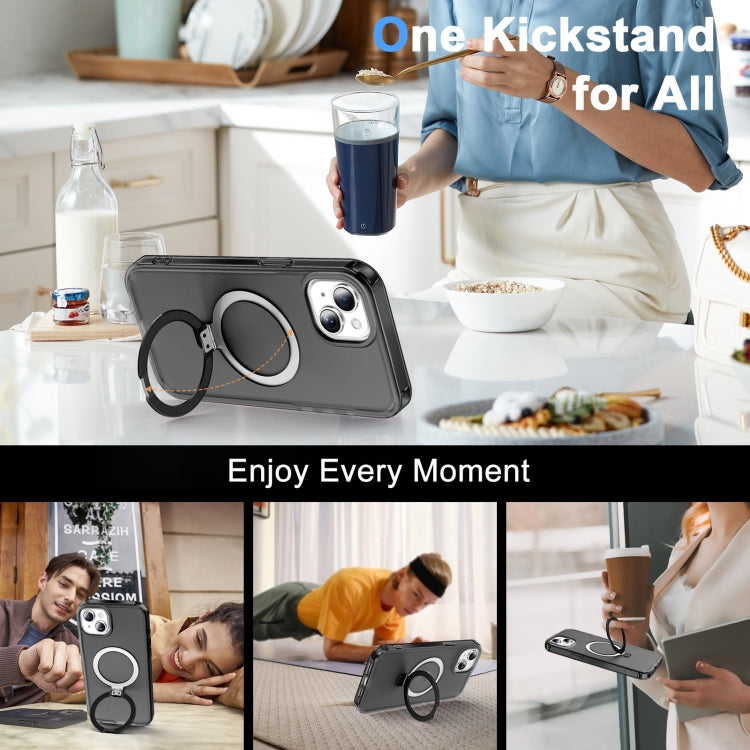 For iPhone 13 Frosted Skin Feel MagSafe Holder 360 Full Body Phone Case(Black) - iPhone 13 Cases by buy2fix | Online Shopping UK | buy2fix