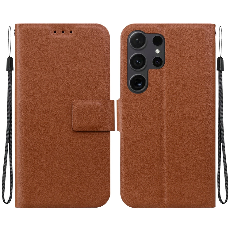 For Samsung Galaxy S25 Ultra 5G Ultra-thin Voltage Magnetic Buckle Leather Phone Case(Brown) by buy2fix