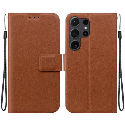 For Samsung Galaxy S25 Ultra 5G Ultra-thin Voltage Magnetic Buckle Leather Phone Case(Brown) by buy2fix