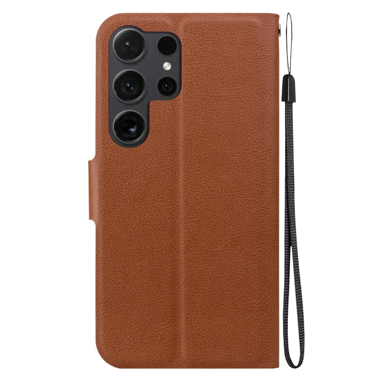 For Samsung Galaxy S25 Ultra 5G Ultra-thin Voltage Magnetic Buckle Leather Phone Case(Brown) by buy2fix