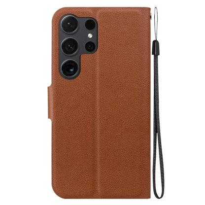 For Samsung Galaxy S25 Ultra 5G Ultra-thin Voltage Magnetic Buckle Leather Phone Case(Brown) by buy2fix