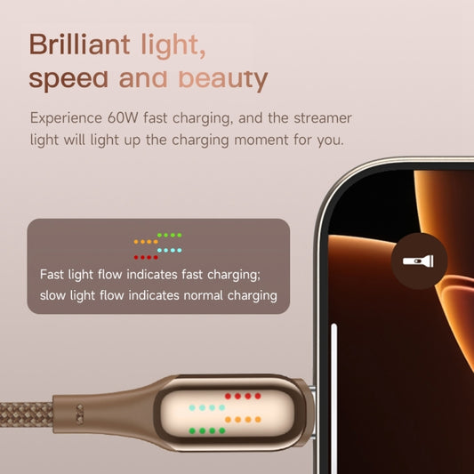 TOTUDESIGN CB-18-CC 1.2m Glowing Type-C / USB-C to Type-C / USB-C Charging Data Cable(Rose Gold) - USB-C & Type-C Cable by TOTUDESIGN | Online Shopping UK | buy2fix
