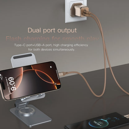 TOTUDESIGN HC-9 30W USB-A to Type-C GaN Fast Charger, Plug:UK Plug with Type-C to 8 Pin Cable(Gold) - USB Charger by TOTUDESIGN | Online Shopping UK | buy2fix