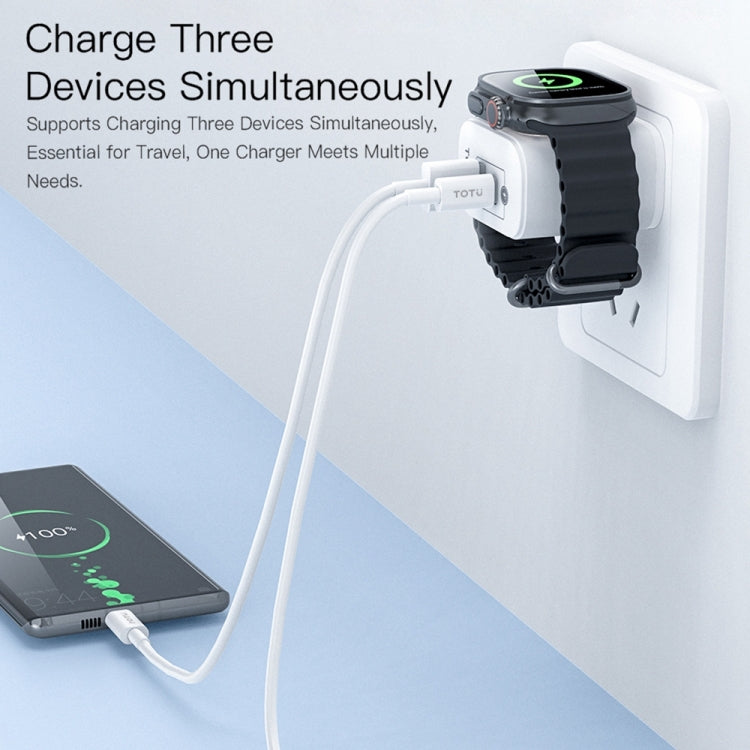 TOTUDESIGN UW128 23W USB-A to Type-C GaN Watch Fast Charging Travel Charger, Plug:US Plug(White) - Multifunction Charger by TOTUDESIGN | Online Shopping UK | buy2fix