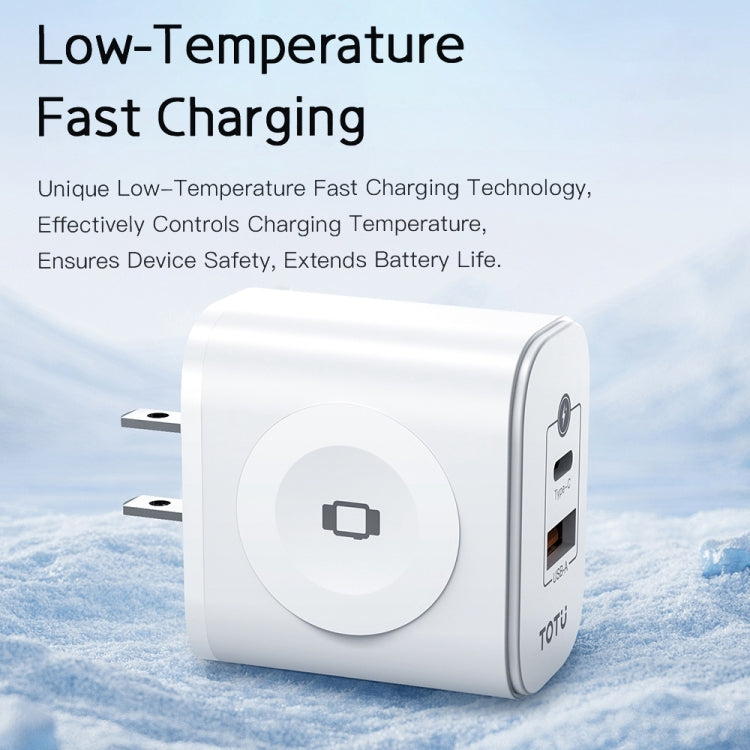 TOTUDESIGN UW128 23W USB-A to Type-C GaN Watch Fast Charging Travel Charger, Plug:US Plug(White) - Multifunction Charger by TOTUDESIGN | Online Shopping UK | buy2fix