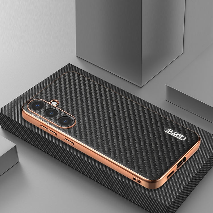 For Samsung Galaxy S25+ 5G AZNS Electroplated Edge Carbon Fiber Texture Phone Case(Black) - Galaxy S25+ 5G Cases by AZNS | Online Shopping UK | buy2fix