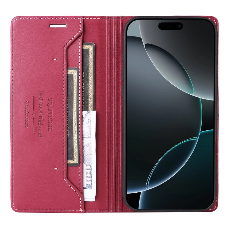 For iPhone 13 Pro GQUTROBE G01 RFID Anti-theft Leather Phone Case(Red) - iPhone 13 Pro Cases by GQUTROBE | Online Shopping UK | buy2fix