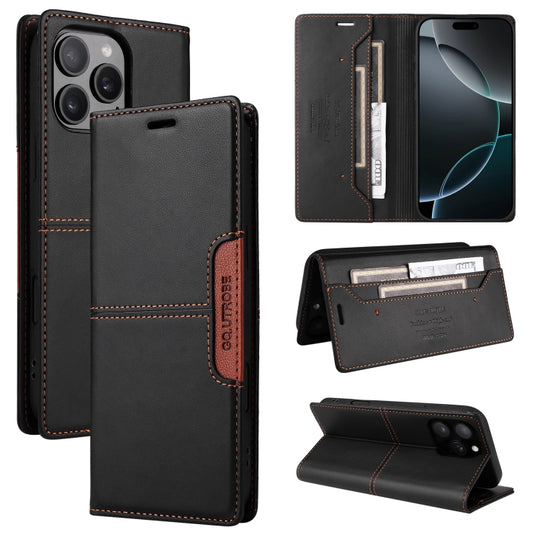 For iPhone 13 Pro Max GQUTROBE G01 RFID Anti-theft Leather Phone Case(Black)