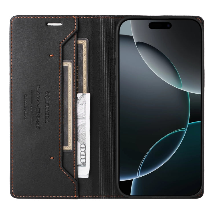 For iPhone 13 Pro Max GQUTROBE G01 RFID Anti-theft Leather Phone Case(Black) - iPhone 13 Pro Max Cases by GQUTROBE | Online Shopping UK | buy2fix