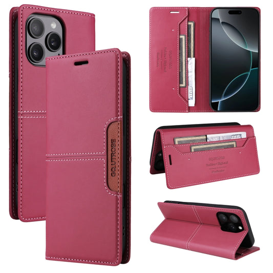 For iPhone 15 Pro GQUTROBE G01 RFID Anti-theft Leather Phone Case(Red) - iPhone 15 Pro Cases by GQUTROBE | Online Shopping UK | buy2fix