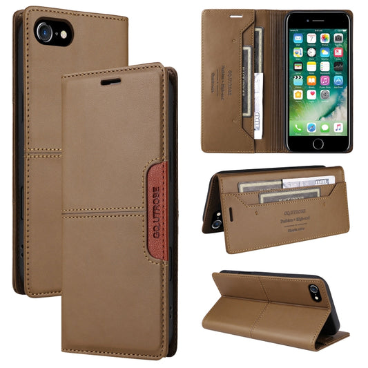For iPhone SE 2022 / SE 2020 / 8 / 7 GQUTROBE G01 RFID Anti-theft Leather Phone Case(Brown) - iPhone SE 2022 / 2020 / 8 / 7 Cases by GQUTROBE | Online Shopping UK | buy2fix