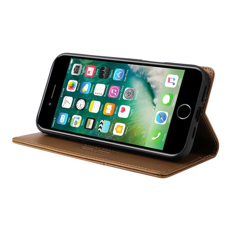 For iPhone SE 2022 / SE 2020 / 8 / 7 GQUTROBE G01 RFID Anti-theft Leather Phone Case(Brown) - iPhone SE 2022 / 2020 / 8 / 7 Cases by GQUTROBE | Online Shopping UK | buy2fix