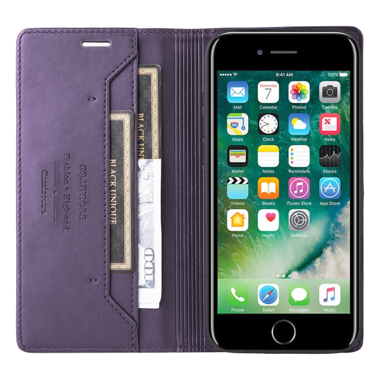 For iPhone SE 2022 / SE 2020 / 8 / 7 GQUTROBE G01 RFID Anti-theft Leather Phone Case(Purple) - iPhone SE 2022 / 2020 / 8 / 7 Cases by GQUTROBE | Online Shopping UK | buy2fix